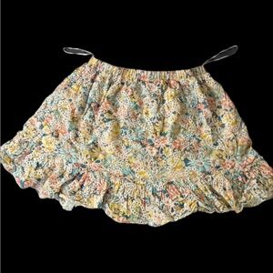 Luna Moon Floral in Multicolor Lined Eyelet Mini Skirt Large